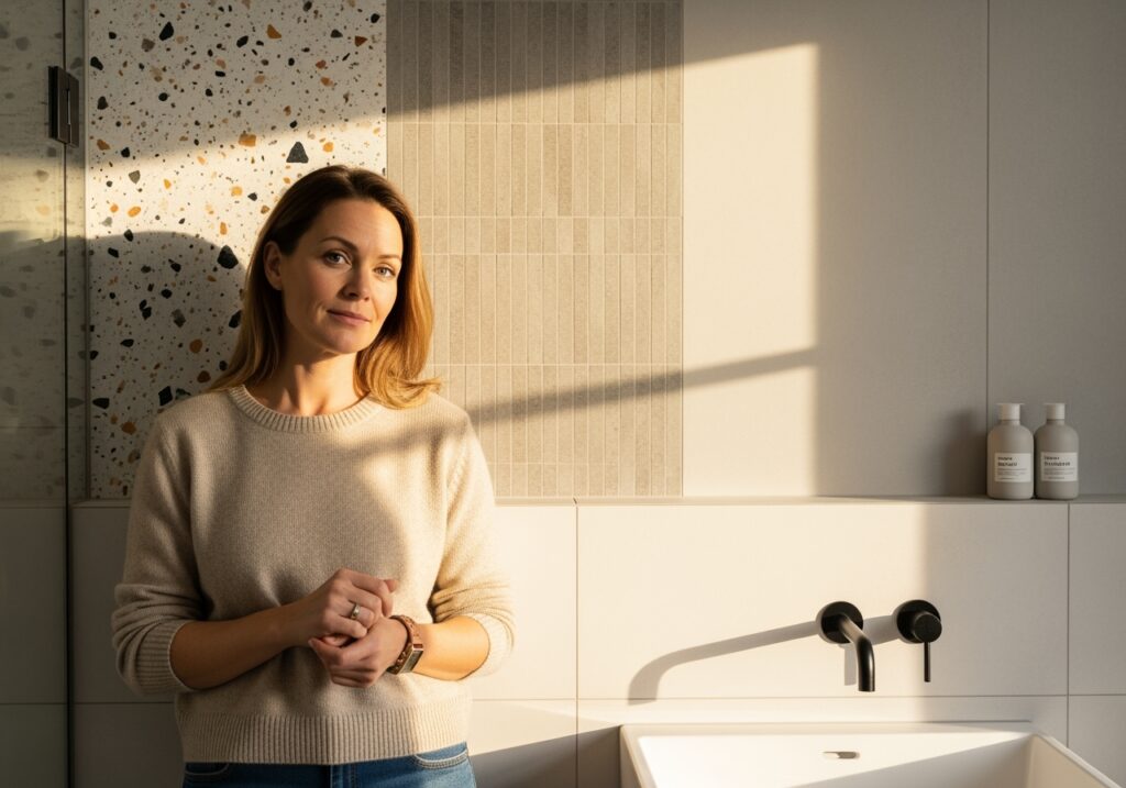 Den ultimate guiden til overflater på badet: Fliser, baderomspanel, mikrosement og terrazzo (2025)